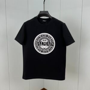 BLMN Paris Coin Logo Flocked T-Shirt - Black