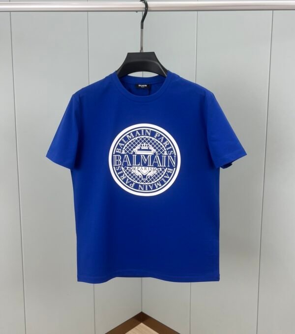 1 BLMN Paris Coin Logo Flocked T-Shirt – Blue