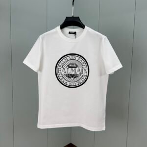 BLMN Paris Coin Logo Flocked T-Shirt – White