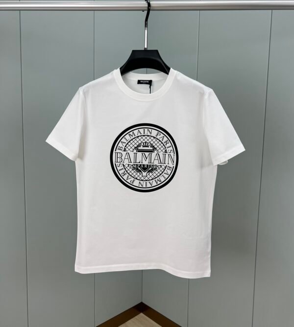 1 BLMN Paris Coin Logo Flocked T-Shirt – White