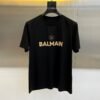 1 BLMN Gold-tone Logo-Print Geometric Textured Detail T-Shirt - Black