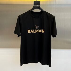 BLMN Gold-tone Logo-Print Geometric Textured Detail T-Shirt - Black