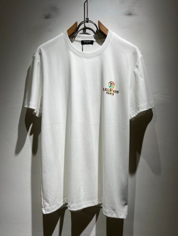 BLMN Paris Holographic Logo Crewneck T-Shirt - White