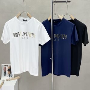 BLMN Paris Gold Foil Logo Crewneck Cotton T-Shirt