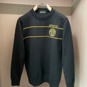 VRSC Jeans Couture with Embroidered Logo & Yellow Stripes Jumper - Black