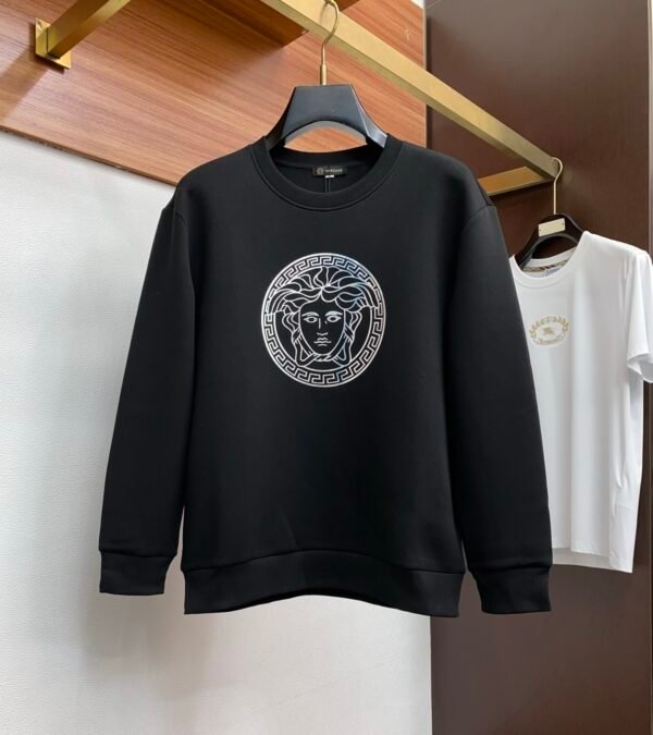 VRSC Silver Medusa Medallion Print Cotton Jumper - Black