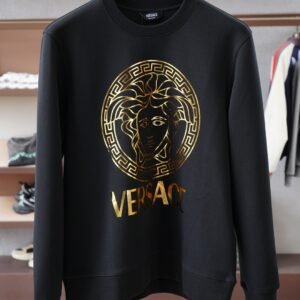 VRSC Medusa Medallion Gold-Tone Logo Print Jumper - Black