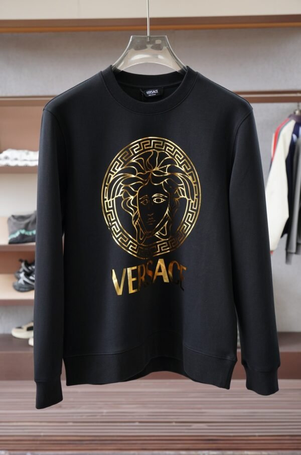 VRSC Medusa Medallion Gold-Tone Logo Print Jumper - Black