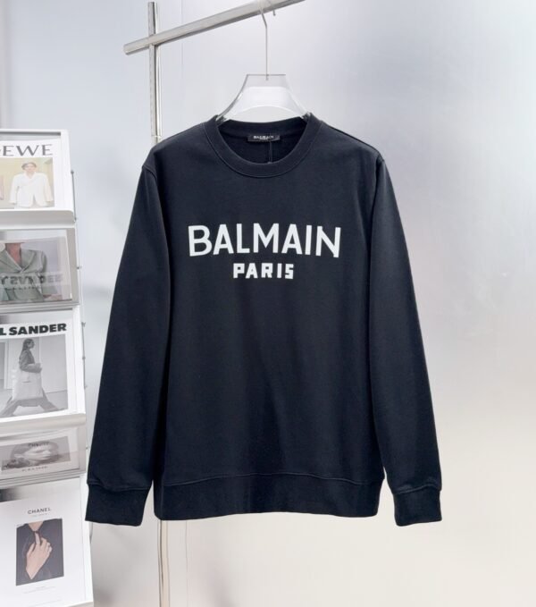 BLMN Logo Print Crewneck Long-Sleeves Tee Jumper - Black