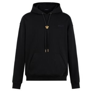 1 VRSC La Medusa Cotton Hoodie with Gold-Tone Hardware – Black