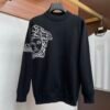 VRSC Medusa Motif Crewneck Jumper with Greca Sleeve Detail – Black
