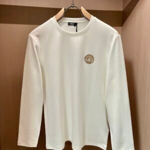 VRSC Gold-Tone Medusa Embossed Logo Slim-Fit Knit Jumper – White