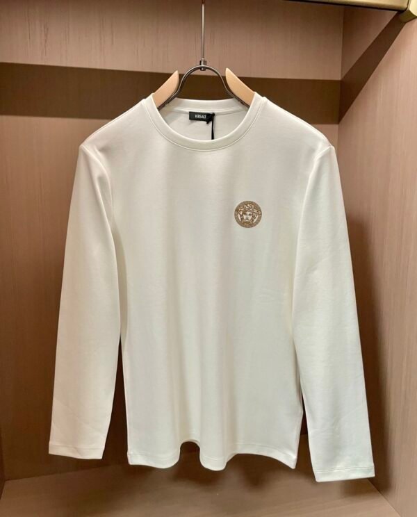 VRSC Gold-Tone Medusa Embossed Logo Slim-Fit Knit Jumper – White
