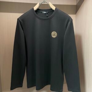 VRSC Gold-Tone Medusa Embossed Logo Slim-Fit Knit Jumper – Black