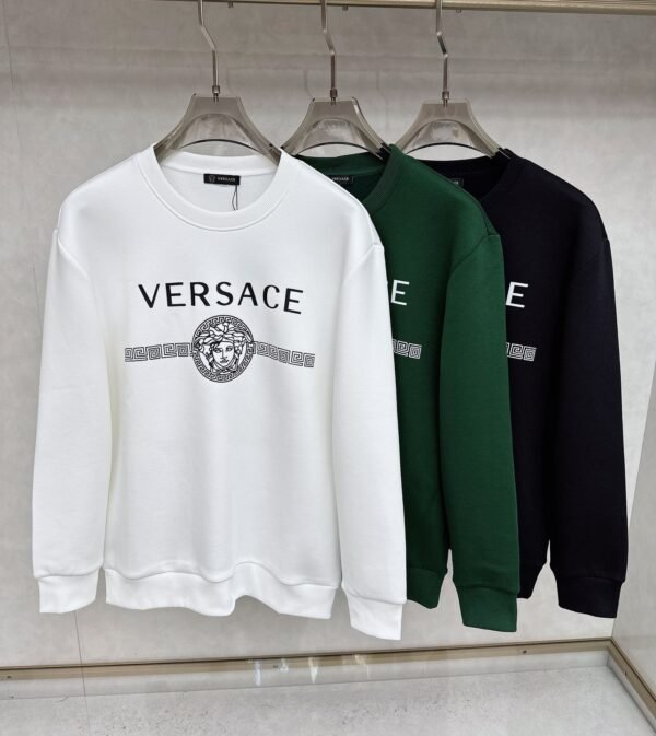 VRSC White Medusa Print Greek Key Pattern Crewneck Jumper – Green