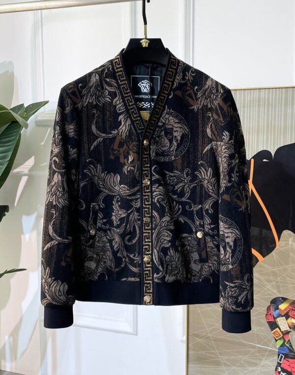 VRSC Baroque Medusa Pattern Greek Key Border Collar Jacket