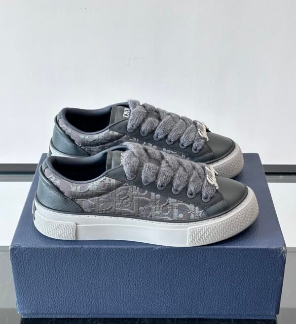 1 DXR CD Spin Grained Calfskin & Oblique Canvas Trainers – Anthracite Grey