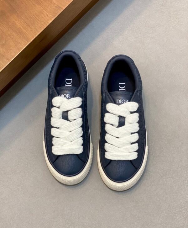 DXR CD Low-Top Oblique Leather Trainers – Navy Blue
