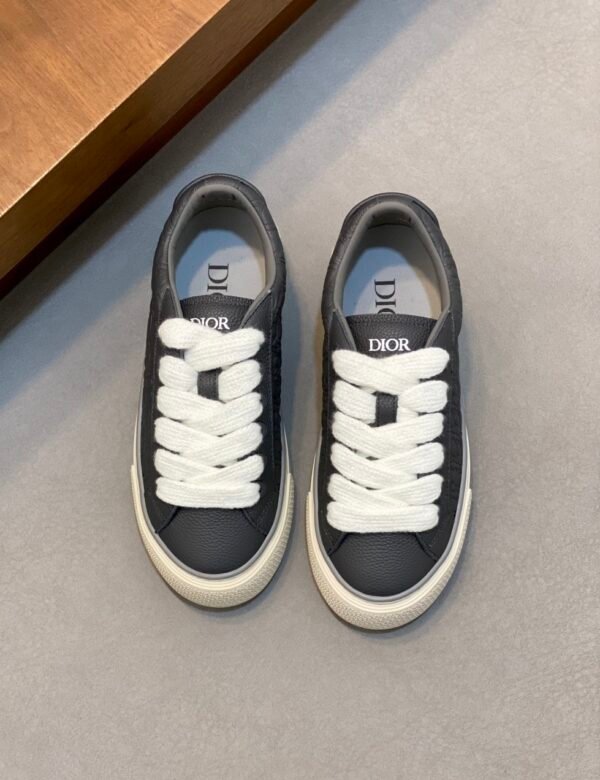 DXR CD Low-Top Oblique Leather Trainers – Black