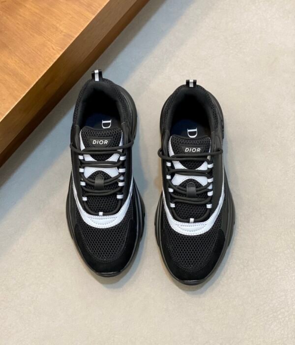 1 DXR Technical Mesh & Leather Trainers – Black Reflective