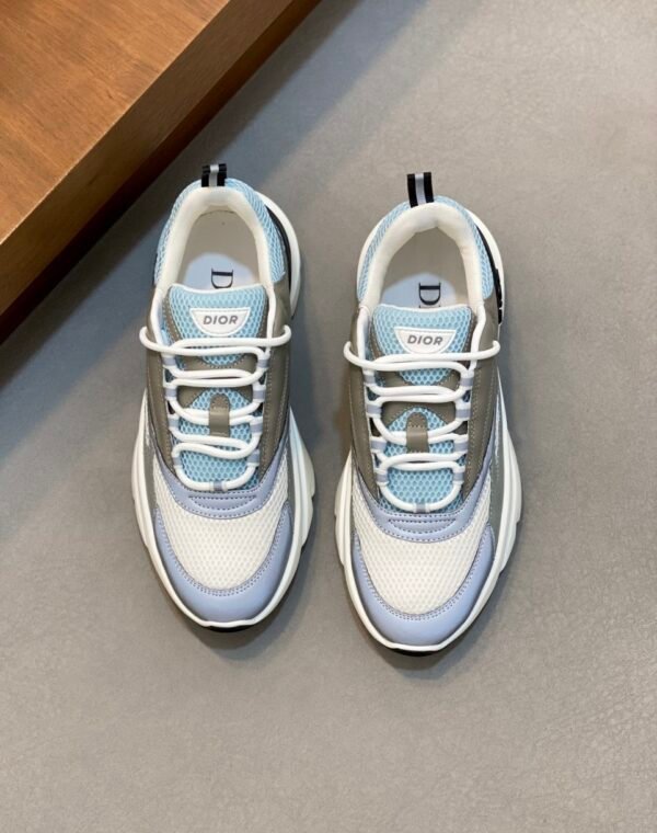 DXR Technical Mesh & Leather Trainers – Grey & Blue