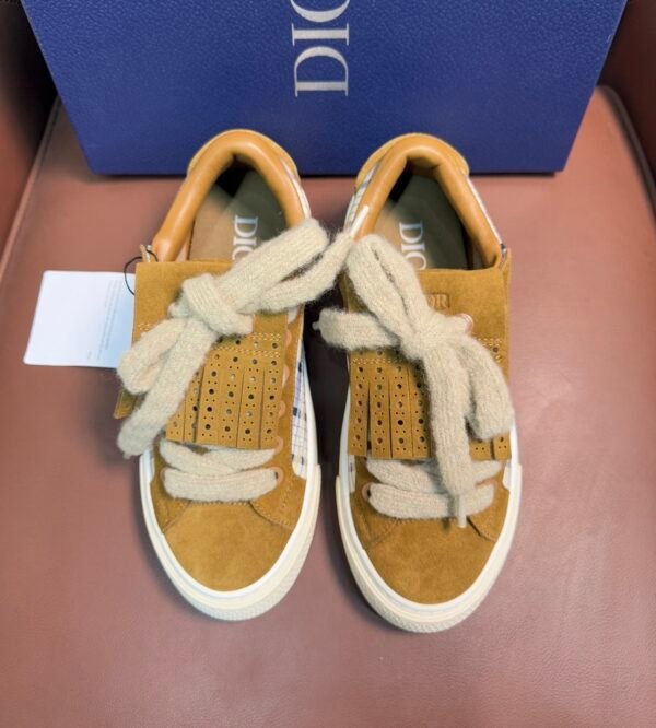 DXR CD Tan Suede Fringed Tongue & Mohair Laces Spin Trainers