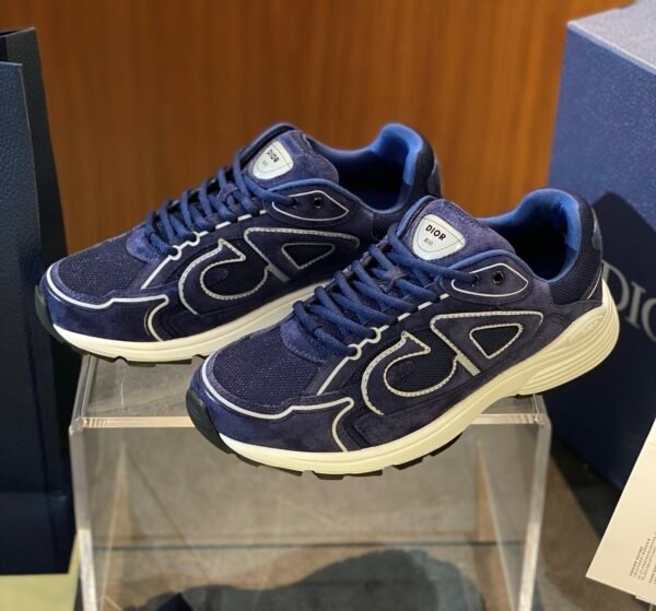 1 DXR CD Navy Blue Suede & Technical Mesh Trainers