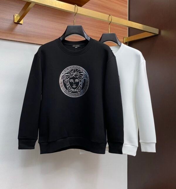 VRSC Silver Medusa Medallion Print Cotton Jumper - Black
