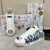 DG White Low-Top Trainers with Multicolour Graphic Prints