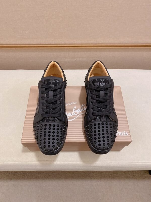 11c9a543 CLB Trainers with Studded Toe and Heel with Patterned Side Panels - Black