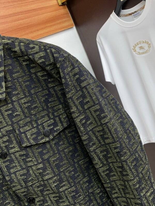 FND All-Over Pattern Button-Front Jacket - Olive Green