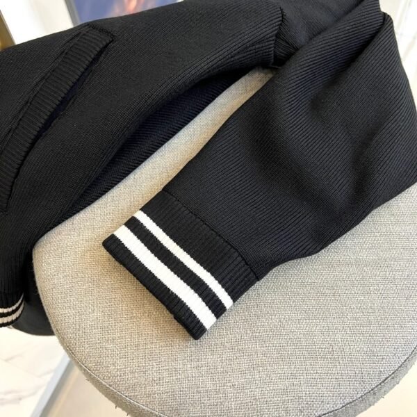 FND Ribbed Collar Button-Front Jacket - Black