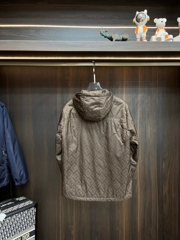 FND All-Over Monogram Hooded Zip-Up Jacket - Brown