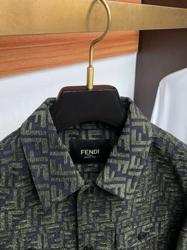 FND All-Over Pattern Button-Front Jacket - Olive Green