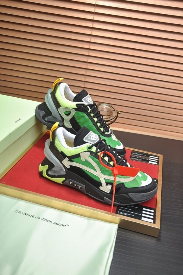 OFFW Chunky Trainers with Layered Panel Details - Green/Black