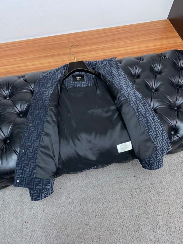 FND All-Over Pattern Button-Front Jacket - Navy Blue