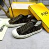 15a47e8d FND Low-Top Trainers with All-Over Logo Pattern - Dark Brown