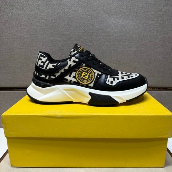 FND Low-Top Chunky Trainers with All Over Pattern - Black/Cream