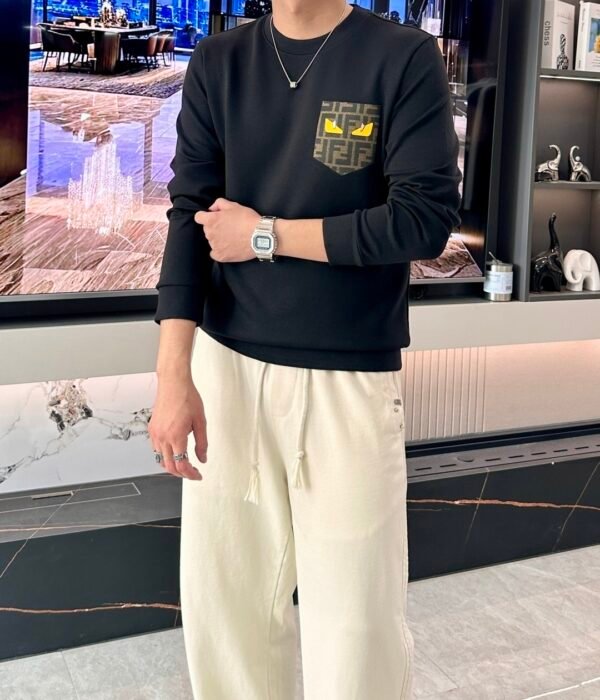 166f9065 FND Crew Neck Jumper with Graphic Eye Detail - Black