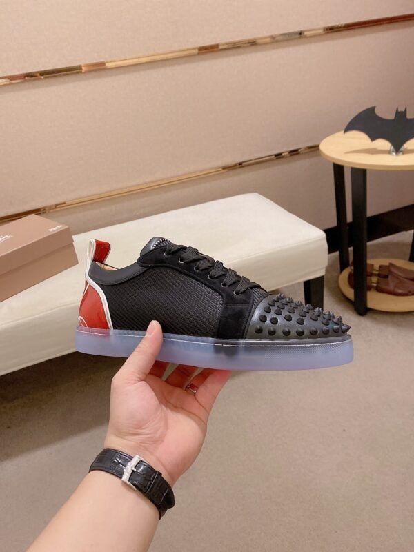 CLB Trainers with Studded Toe Detail and Red Heel Accent - Black