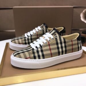 BRBY Low-Top Trainers with Check Pattern - Beige