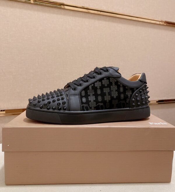 188f2965 CLB Trainers with Studded Toe and Heel with Patterned Side Panels - Black