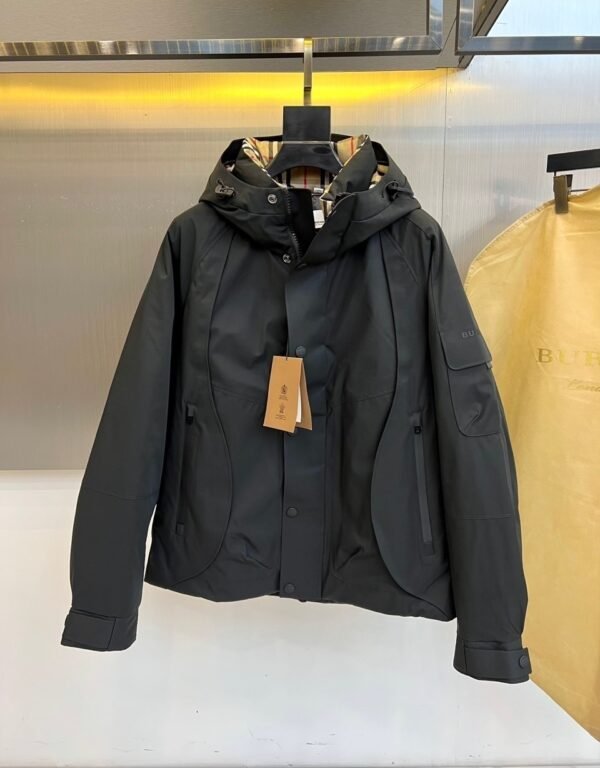 BRBY Hooded Jacket with Check Lining - Black