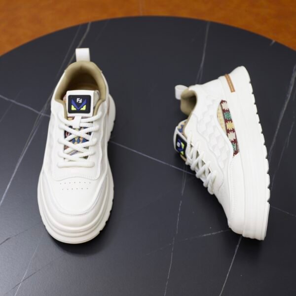 FND Low-Top Chunky Trainers with Patterned Side Detail - White