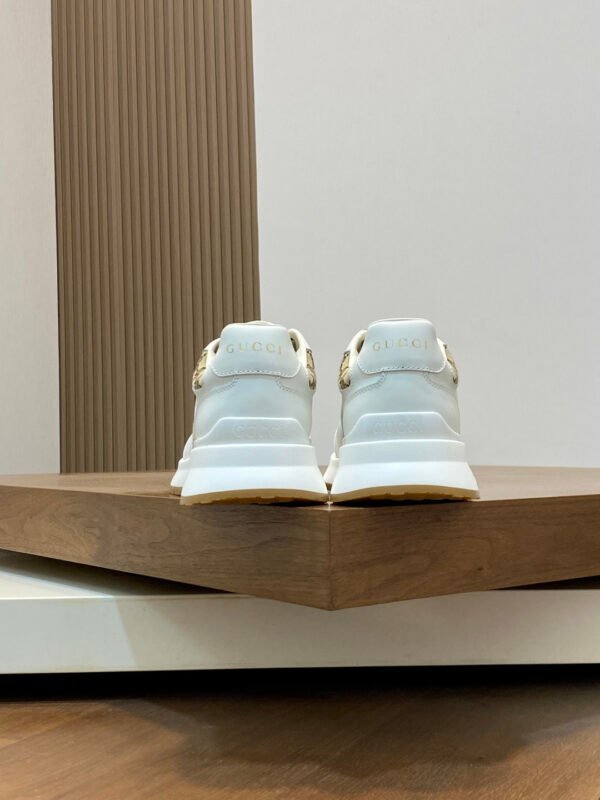 GCCI Trainers with Monogram-Style Contrast Panels - White/tan