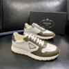 PRDA Low-Top Trainers in White with Olive Contrast Panels