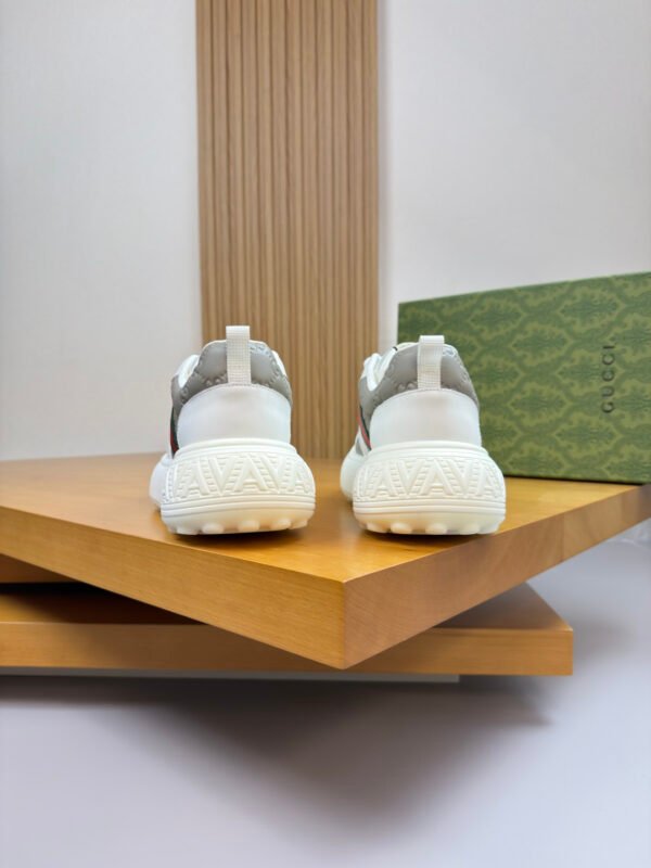 GCCI Chunky Trainers with Side Stripe and Embossed Pattern - Grey/White