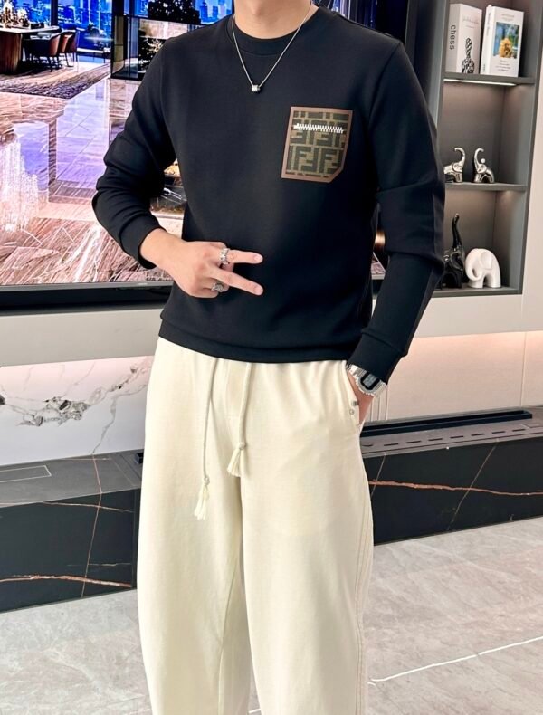 1ca61add FND Crew Neck Jumper with Zip-Effect Pocket - Black