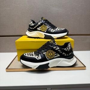 FND Low-Top Chunky Trainers with All Over Pattern - Black/Cream