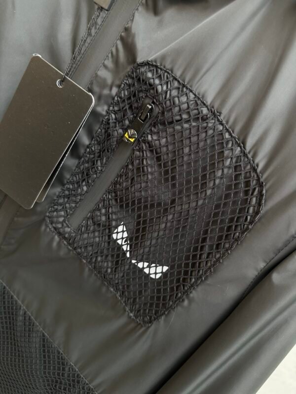 FND Hooded Zip-Up Jacket with Mesh Pocket Detail - Black